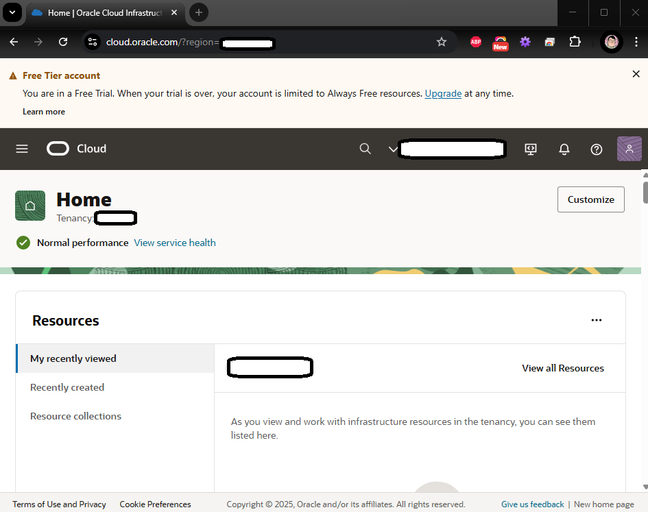 Oracle Cloud Signup Success