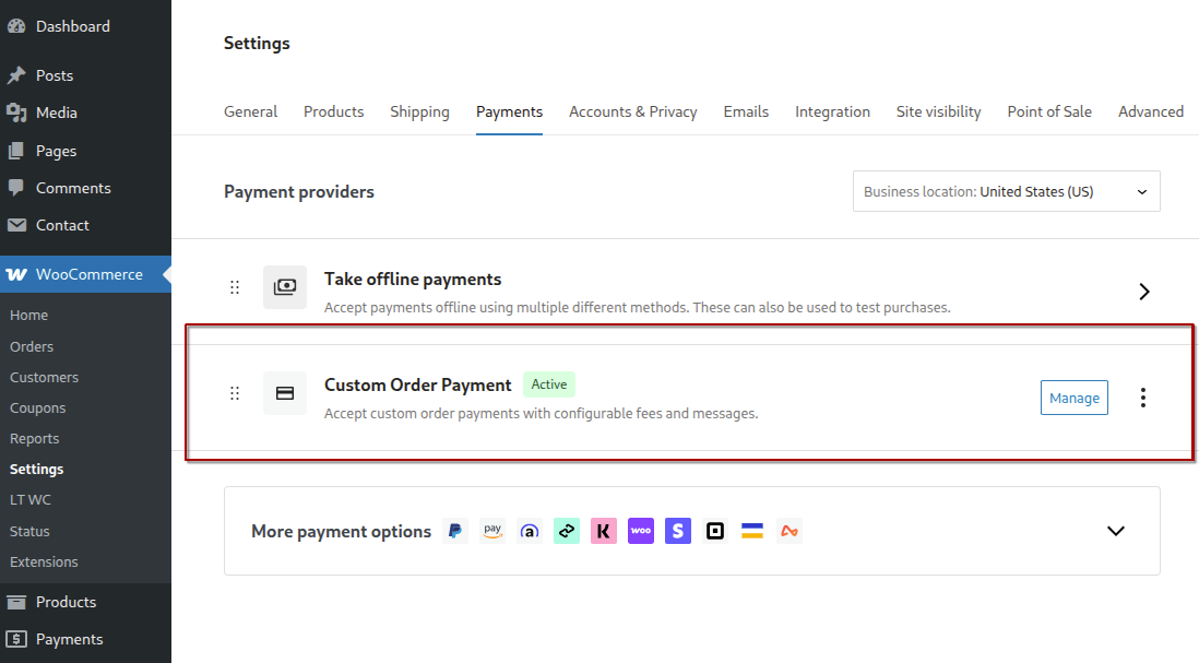 Custom Order Payment Gateway